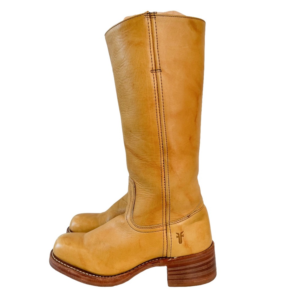 Frye Vintage Banana Yellow Leather Campus Boots Size 6.5 - Picture 7 of 13
